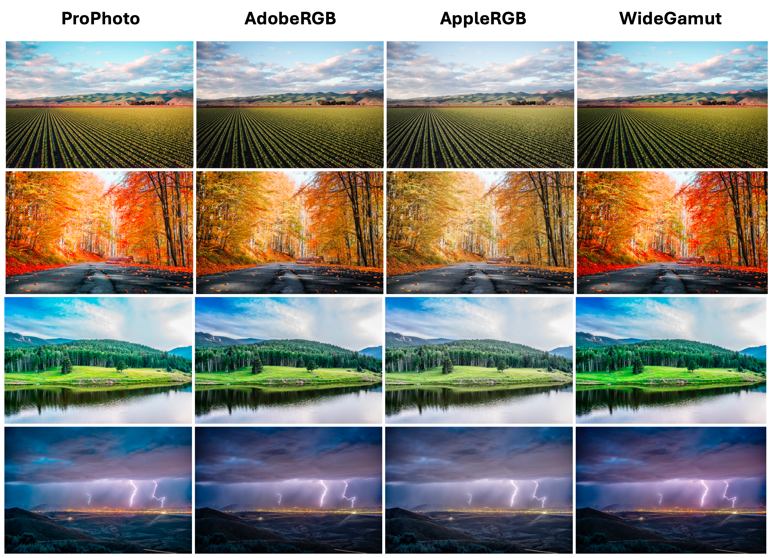 Fig. 2. Visual comparison of the images after applying ICC profile